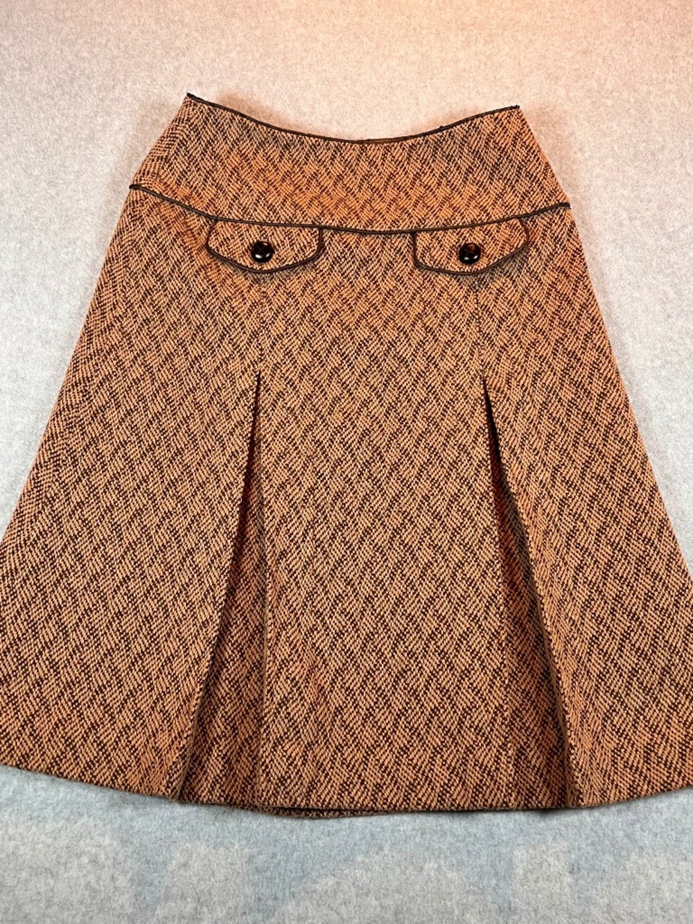 Y2K Fossil Lilly Brown Wool women's skirt size 2. Fully lined. A-line tweed - Picture 1 of 8